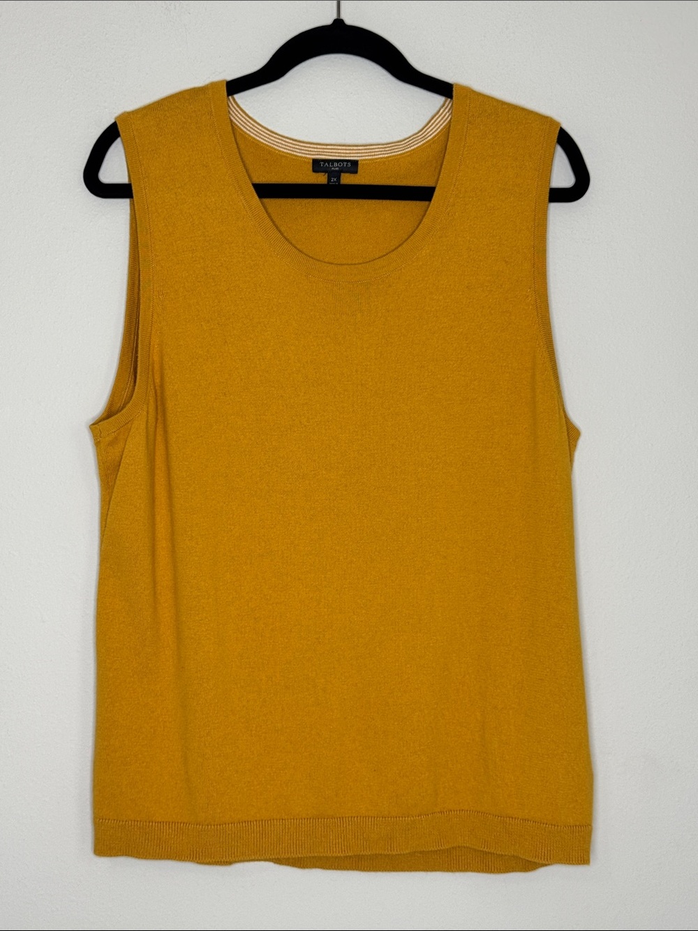 Talbots Plus Mustard Knit Tank Top Layering Classic Office 2X